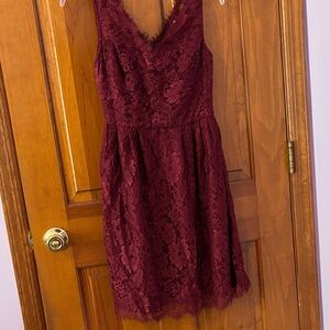 Weddington Way Lace Mini Dress in Deep Burgundy